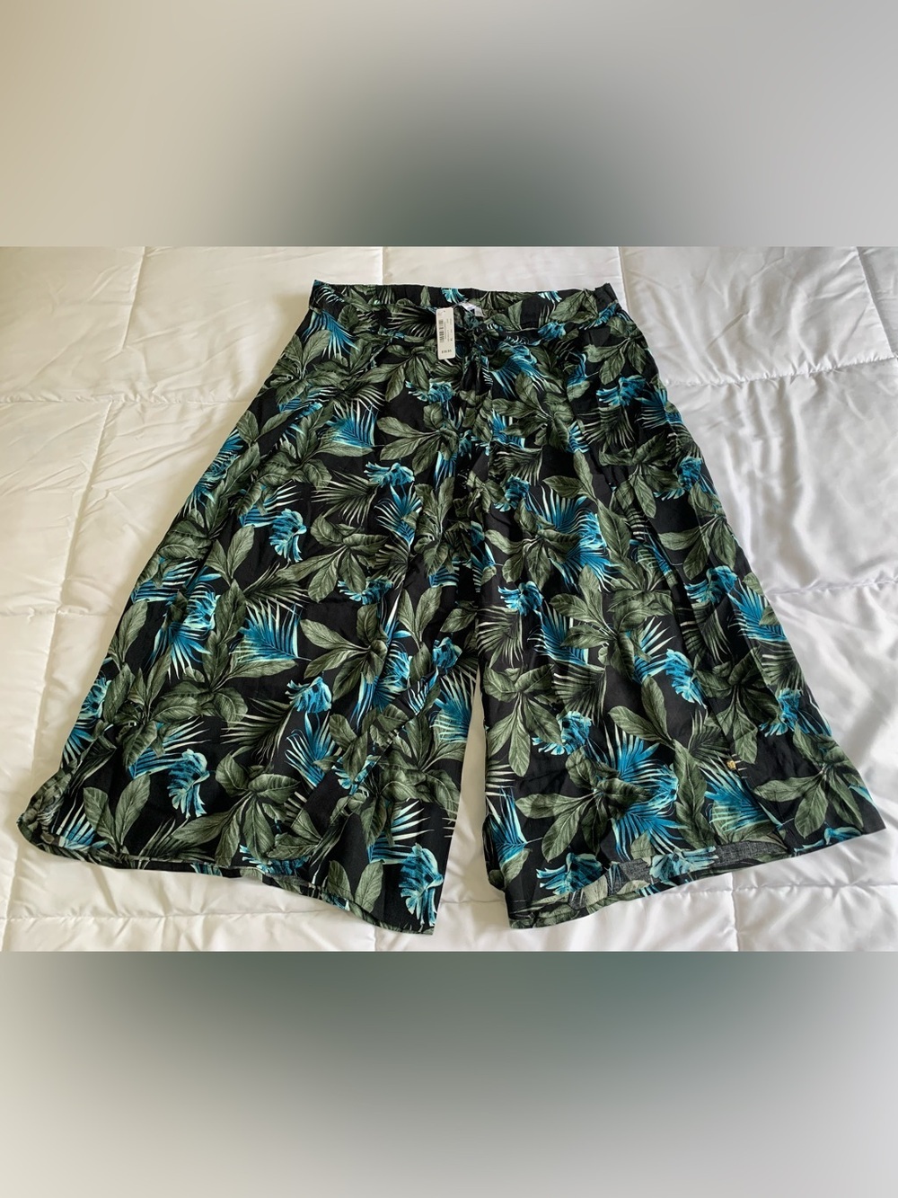 La Vie En Rose Black Tropical Print Wide-Leg Culottes XL